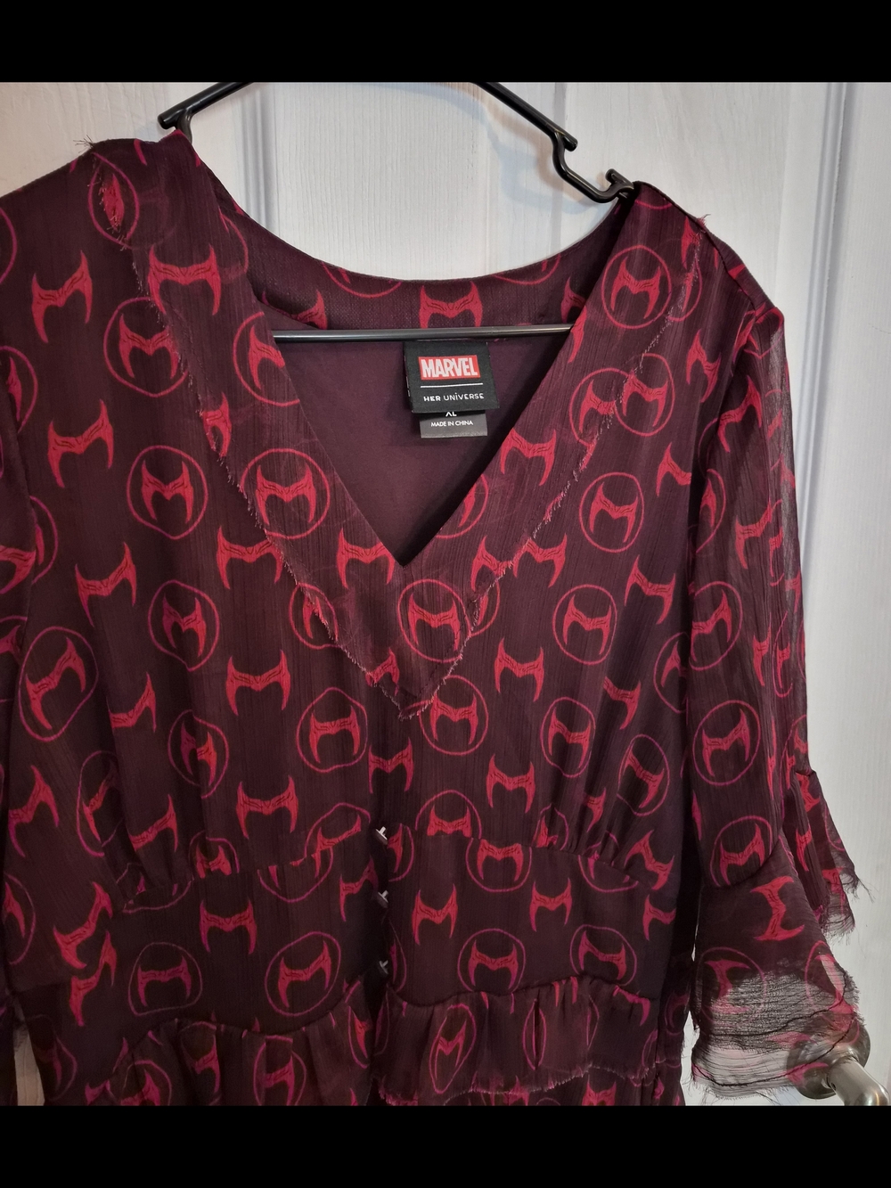Her Universe Marvel Burgundy and Red Printed Midi Dress